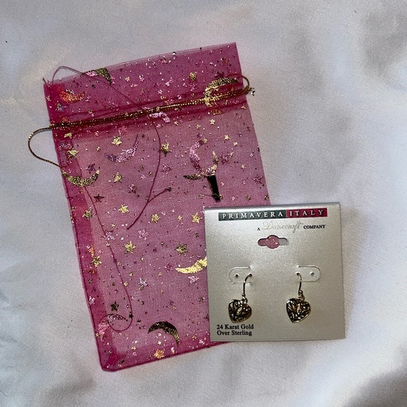 Kohls Primavera 24k Gold Over Silver Filigree Heart Earrings - Picture 2 of 3